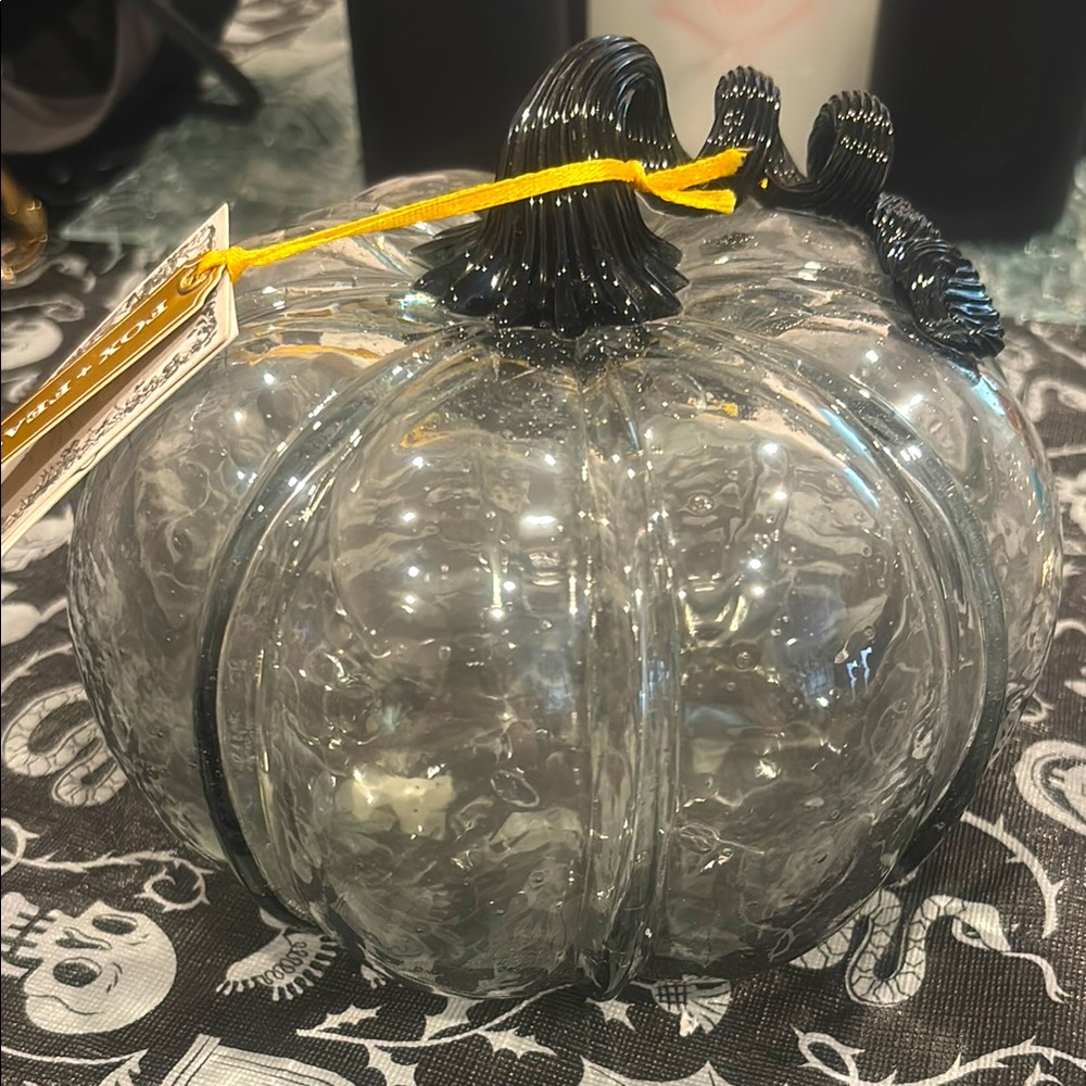 Fox+Feather Charcoal Handblown Glass Pumpkin